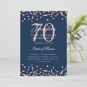 70:e födelsedagsprogrammet Menu Ro Guld marinblå m Inbjudningar