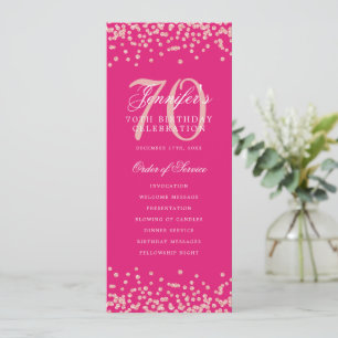 70:e födelsedagsprogrammet Ro Guld Menu Shock rosa Inbjudningar