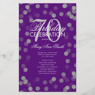 70:e födelsedagsprogrammet Silver Confetti Menu Li Flygblad