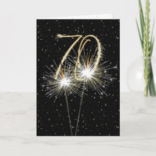 70:e födelsedagssparkler på svart kort