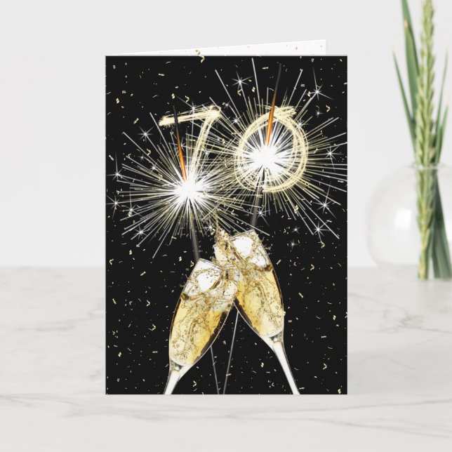 70:e födelsedagstidningen Sparklers and Champagne  Kort (Framsida)