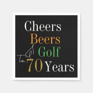 70:e födelsedagstjuren och Öl Golf Black och Guld Pappersservett