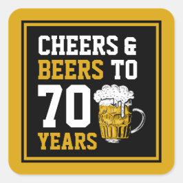 70:e födelsedagstjuren och Öl till 70 års ynklig Fyrkantigt Klistermärke