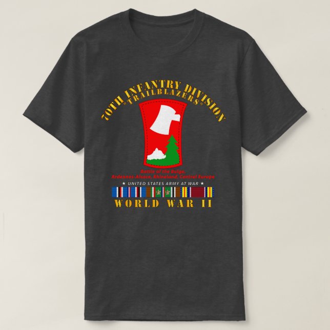 70:e infanteridivisionen Trailblazers w WWII EU SV T Shirt (Design framsida)
