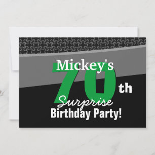 70:e överraskningsdagen Svartvit Grönt 001 Inbjudningar