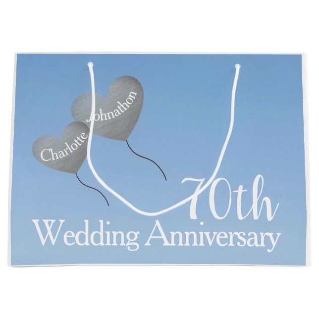 70:e platinum bröllop-årsdagen hjärtballonger (Framsidan)