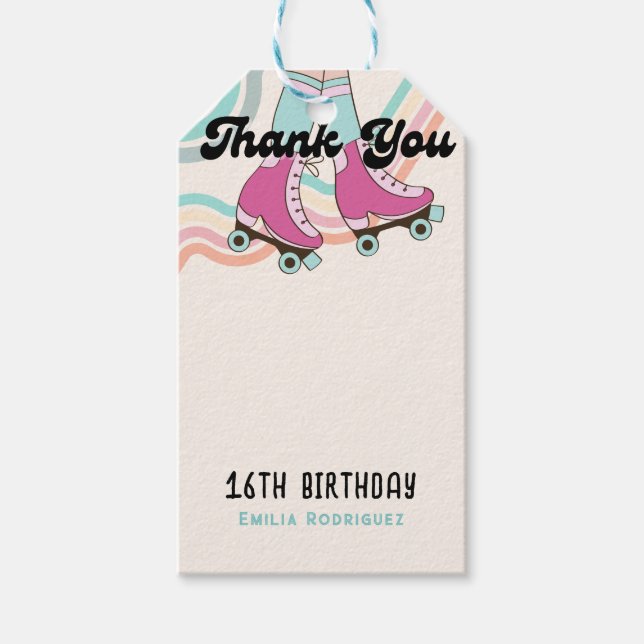 70:e Rock and roll Roller Skating Party favors Presentetikett (Framsidan)