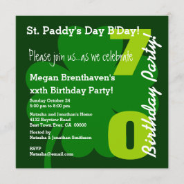 70:e ST PATRICK-Födelsedagsfesten Shamrock A03B Inbjudningar