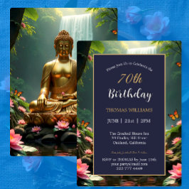 70:e tranquil Buddha, Waterfall, Lotus Flowers Inbjudningar