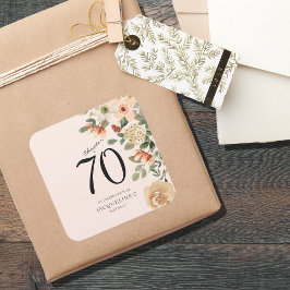 70:e Vintagens Blommigt Fyrkantigt Klistermärke