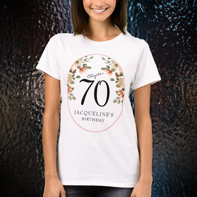 70:e Vintagens Blommigt T Shirt (Discover how our elegant personalized 70th Birthday Vintage Floral t-shirts can transform your party)