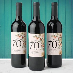 70:e Vintagens Blommigt Vinflaska Etikett