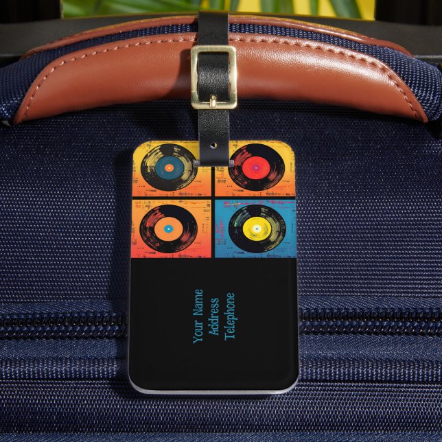 70:e vinylposten Mönster Retro Bagagebricka (Framsida Insitu 2)