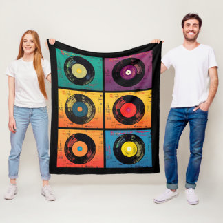 70:e vinylposten Mönster Retro Fleecefilt