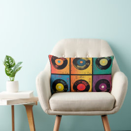 70:e vinylposten Mönster Retro Lumbarkudde