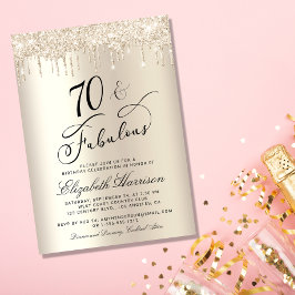 70 Fabulous Guld Glitter 70:e Födelsedagsfesten Inbjudningar