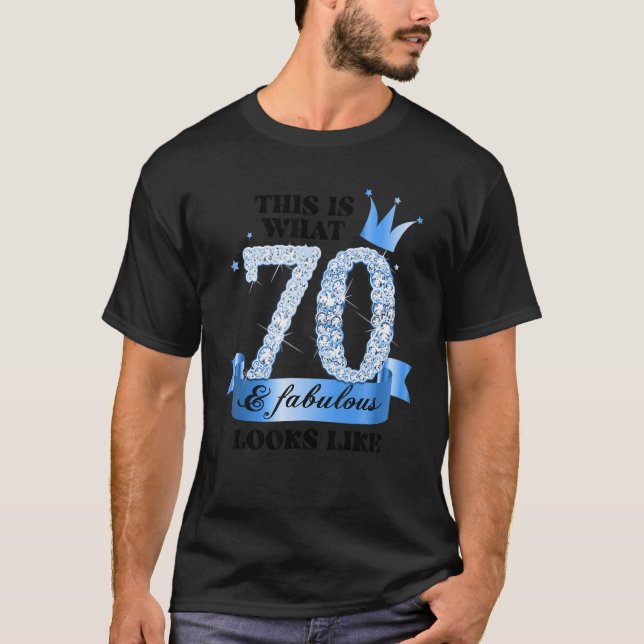 70 & Fabulous I Blue White Party Group Candid Phot T Shirt (Framsida)