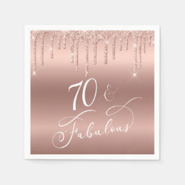 70 Fabulous Ro Guld Glitter 70:e Födelsedagsfesten Pappersservett