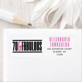 70 & Fantastisk Fet Chic Typografi 70-årsdag Returadress Etikett