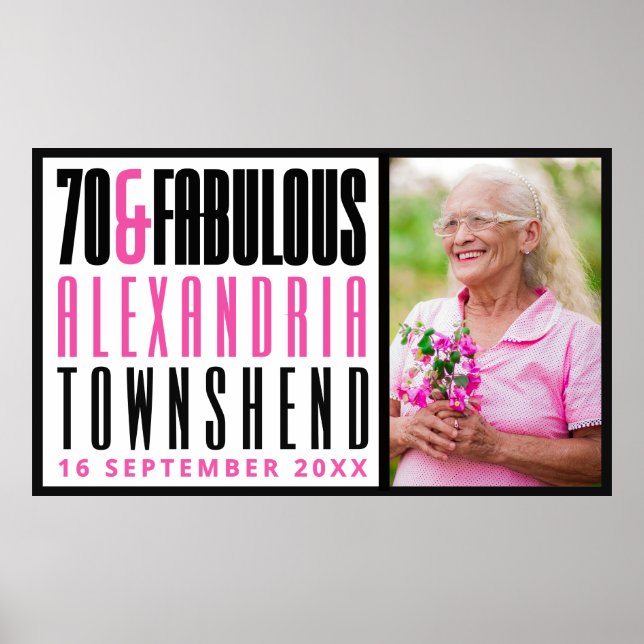 70 & Fantastisk Fet typografi Foto 70-årsdag Poster (Framsidan)