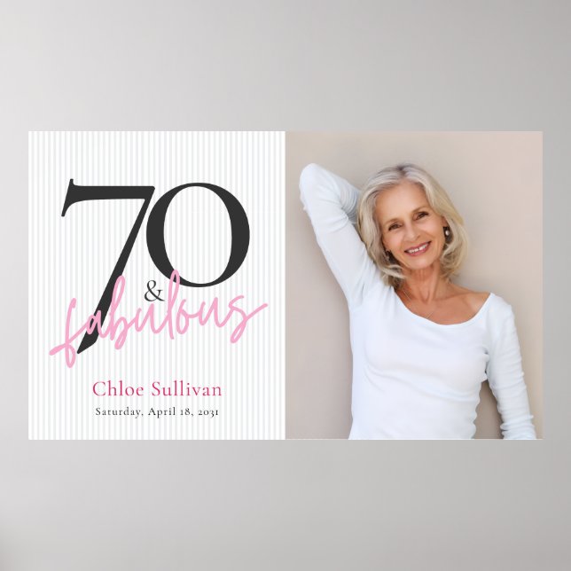 70 & Fantastisk Foto 70-års födelsedagsfest Poster (Framsidan)
