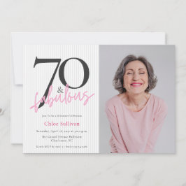 70 & Fantastisk Foto Rosa Skript Födelsedagsfest Inbjudningar