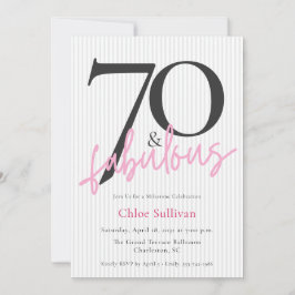 70 & Fantastisk Rosa Skrift 70-årsfirande Inbjudningar