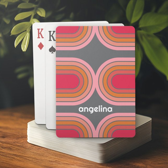 70 Inspired Line Art Sunset Red Orange Rosa Arch Casinokort (Custom Playing Cards)