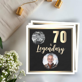 70 & Legendary 2 Foton 70:e födelsedagen Guld Pappersservett