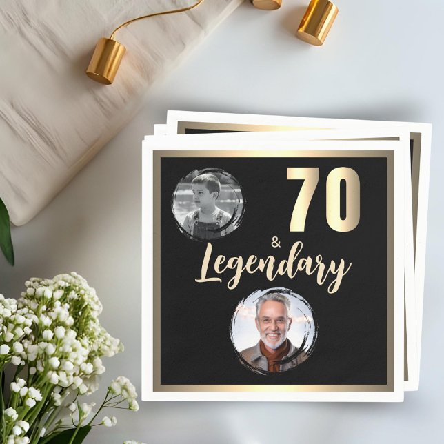 70 & Legendary 2 Foton 70:e födelsedagen Guld Pappersservett (Skapare uppladdad)