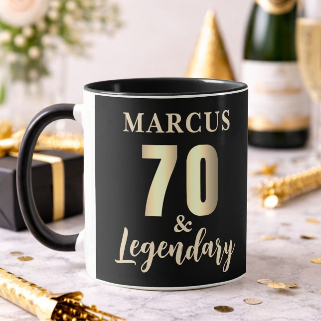 70 & Legendary Gold 70-årspresent  Mugg (Skapare uppladdad)