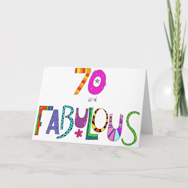 70 och Fabulous 70:e födelsedagen Kort (Framsida)