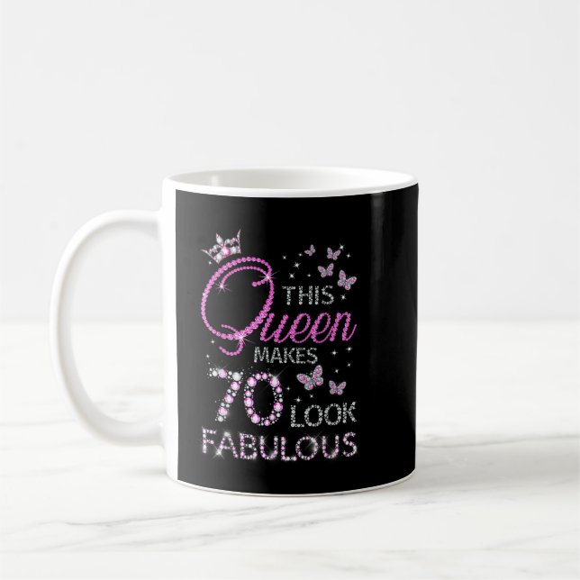 70 och Fabulous 70 Year Old Gift 70th Birthday Gir Kaffemugg (Vänster)