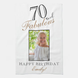 70 och Fabulous Elegant 70:e födelsedagsfoto Kökshandduk