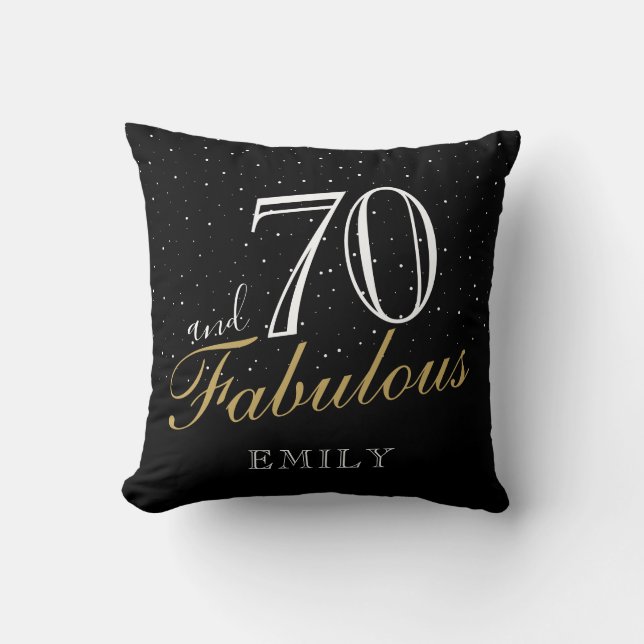 70 och Fabulous Elegant Black 70 Birthday Kudde (Framsida)