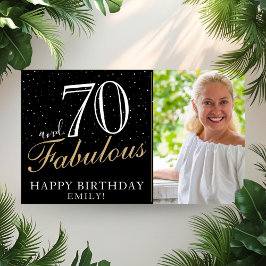70 och Fabulous Elegant Black 70 Birthday Photo Poster