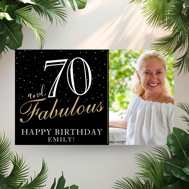 70 och Fabulous Elegant Black 70 Birthday Photo Poster (Skapare uppladdad)