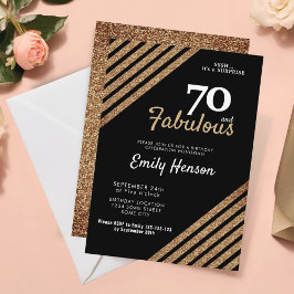 70 och Fabulous Elegant Guld Glitter 70:e födelsed Inbjudningar