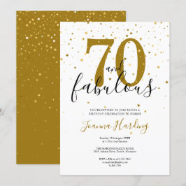 70 och Fabulous Elegant Guld och Black Birthday Inbjudningar