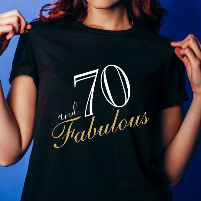 70 och Fabulous Elegant White Script Birthday T Shirt (Skapare uppladdad)
