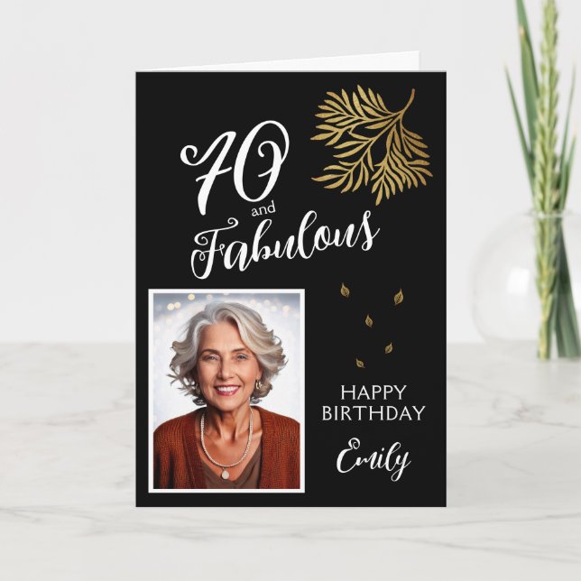 70- och Fabulous Foliage 70 Birthday Photo Card Kort (Framsida)