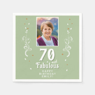 70 och Fabulous Foliage 70 Birthday Photo Pappersservett
