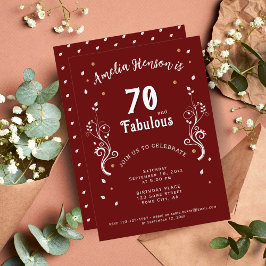 70 och Fabulous Foliage Red 70 Birthday Inbjudningar