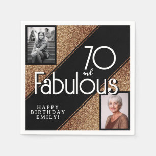 70 och Fabulous Guld Glitter 2 Foto 70:e födelseda Pappersservett