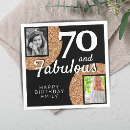 70 och Fabulous Guld Glitter 2 Foto 70:e födelseda Pappersservett
