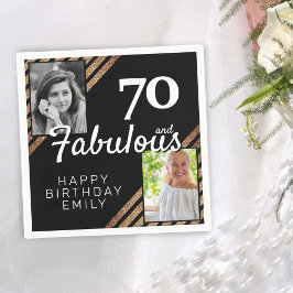 70 och Fabulous Guld Glitter 2 Foto 70:e födelseda Pappersservett