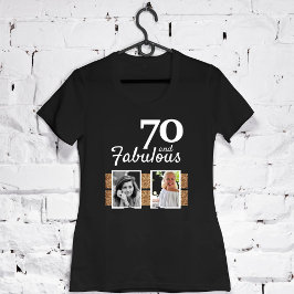 70 och Fabulous Guld Glitter 2 Foto 70:e födelseda T Shirt