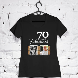 70 och Fabulous Guld Glitter 2 Foto 70:e födelseda T Shirt