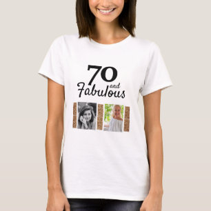 70 och Fabulous Guld Glitter 2 Foto 70:e födelseda T Shirt
