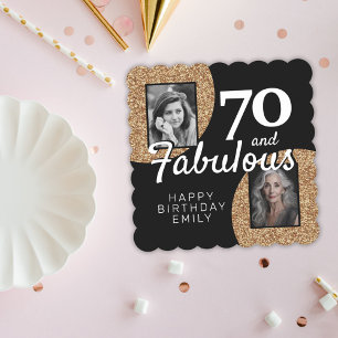 70 och Fabulous Guld Glitter 2 Foto 70:e födelseda Underlägg Papper